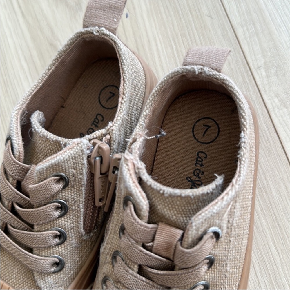 Brown Canvas Kids Sneakers - Picture 3 of 4